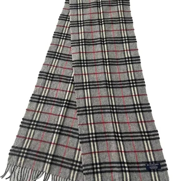 Burberry Accessories - Burberry Classic Check Scarf Grey 100% Lambswool Unisex Scarf Made In England